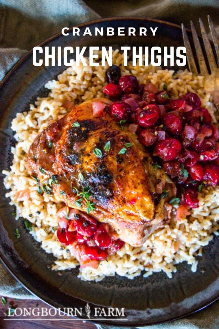 Break out the cast iron and the whiskey for this fun and festive chicken recipe. These cranberry chicken thighs are a perfect dish to serve as your meal tonight and they’re super simple too!