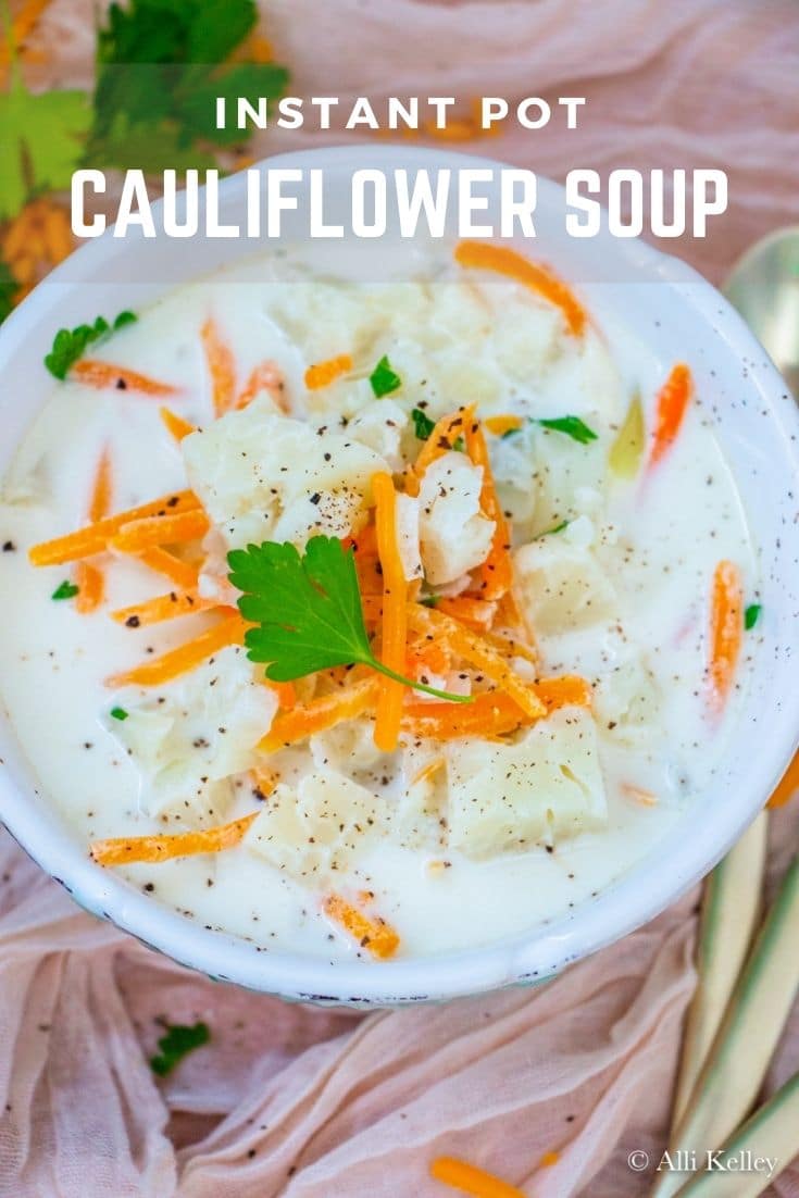 This cauliflower soup recipe is a great way to pack veggies in one comforting bowl. With tender cauliflower, carrots, onion, and cheddar cheese in every bite, this dish is as filling as it is tasty.