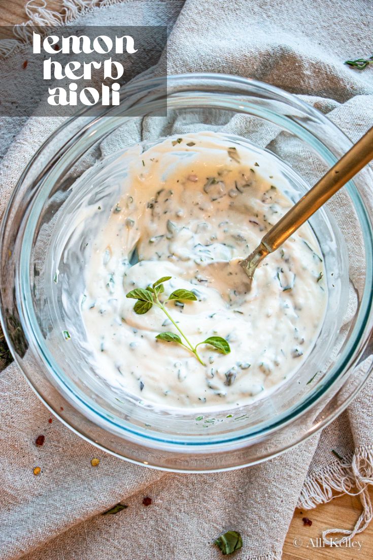 Creamy, dreamy, and oh-so-delicious, my herb aioli is the perfect addition to so many dishes. Whether you're spreading it on a sandwich or using it as a dipping sauce, this flavor-packed lemon herb aioli is sure to please!