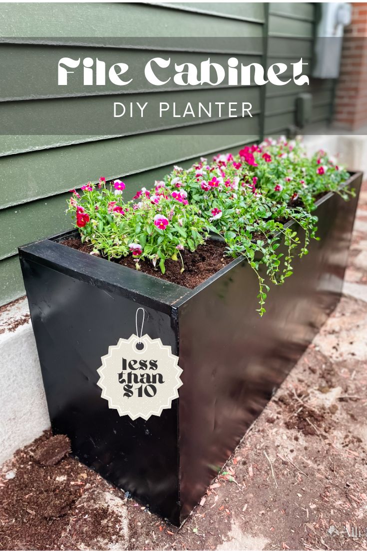 Making a planter out of an old file cabinet is easy to do in about 30 minutes and will cost less than $10 in supplies! Quick, easy, high-impact DIY project for your yard and garden.