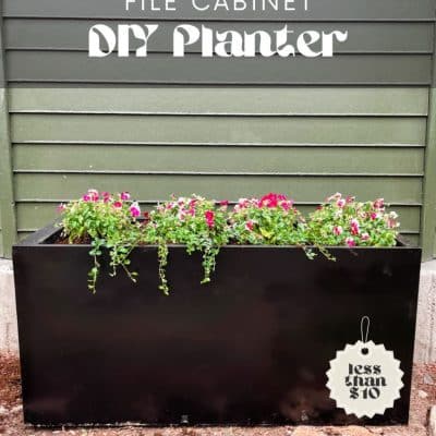 Making a planter out of an old file cabinet is easy to do in about 30 minutes and will cost less than $10 in supplies! Quick, easy, high-impact DIY project for your yard and garden.