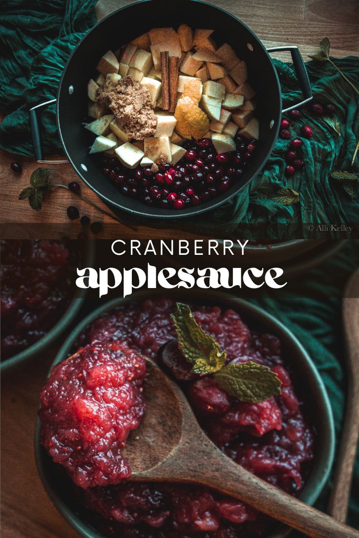 Perfectly sweet and tart, this homemade cranberry applesauce is so much better than anything you can buy in the store! Made with cinnamon, brown sugar, and lemon, my easy cranberry applesauce recipe is a great side dish for any fall or festive meal.
