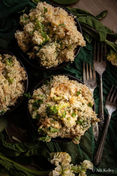 bowls of broccoli rice casserole